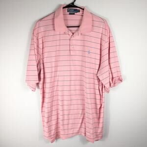 Polo Ralph Lauren XL Pima Cotton Polo Shirt Pink Stripe Short Sleeve Casual Men